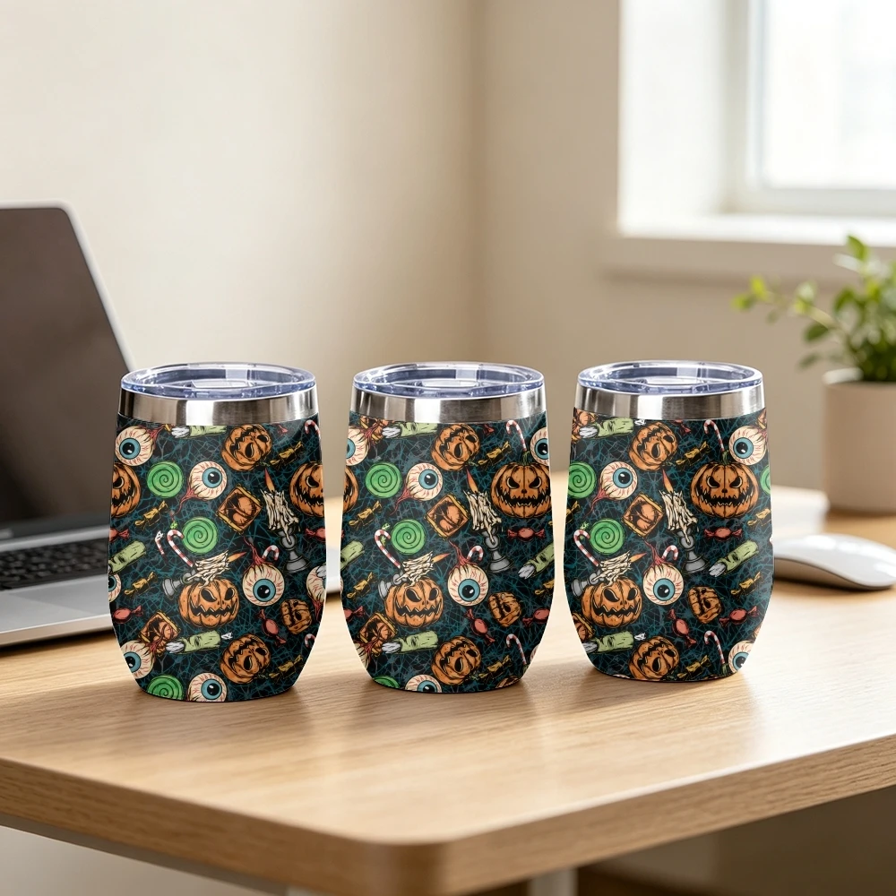 Halloween Midnight Macabre Vacuum Flasks 12oz Stainless Steel Insulated Tumbler Vacuum Coffee Mug Egg Shaped Travel Thermos