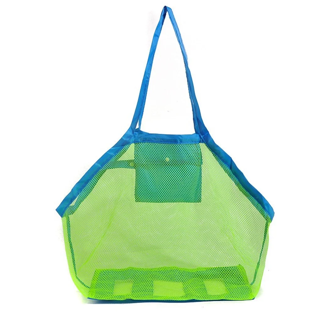 1pc Multicolor Large Mesh Beach Bag, Sand-Away Portable Tote With Convenient Hanging Hole, Breathable Foldable Storage Bag