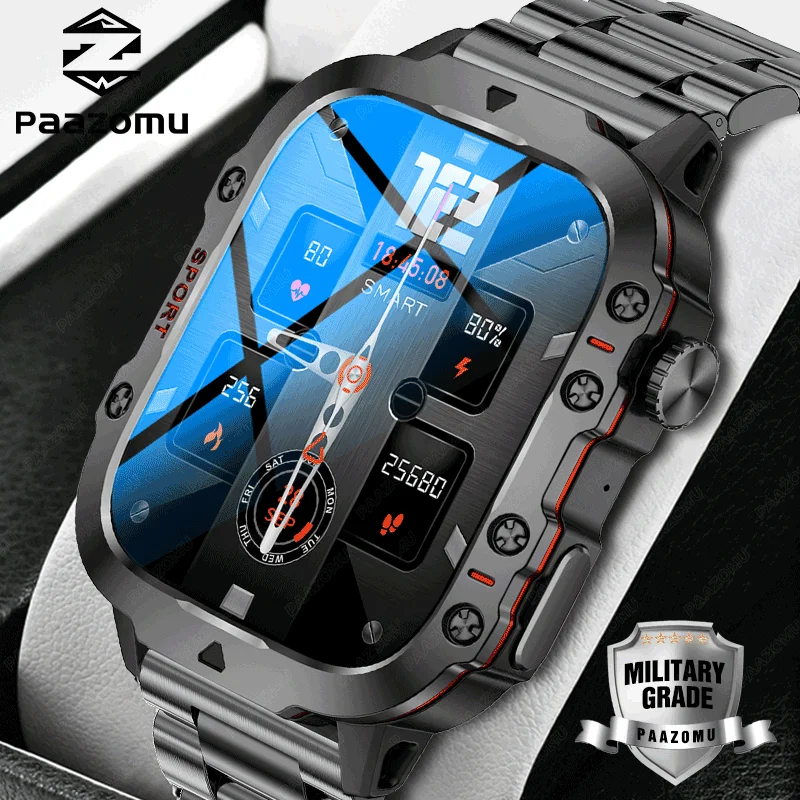 

New Bluetooth Call Smart Watch For Men 1.96'' HD Screen IP68 Waterproof 100+ Sports Outdoor Fitness SmartWatch For Xiaomi HUAWEI