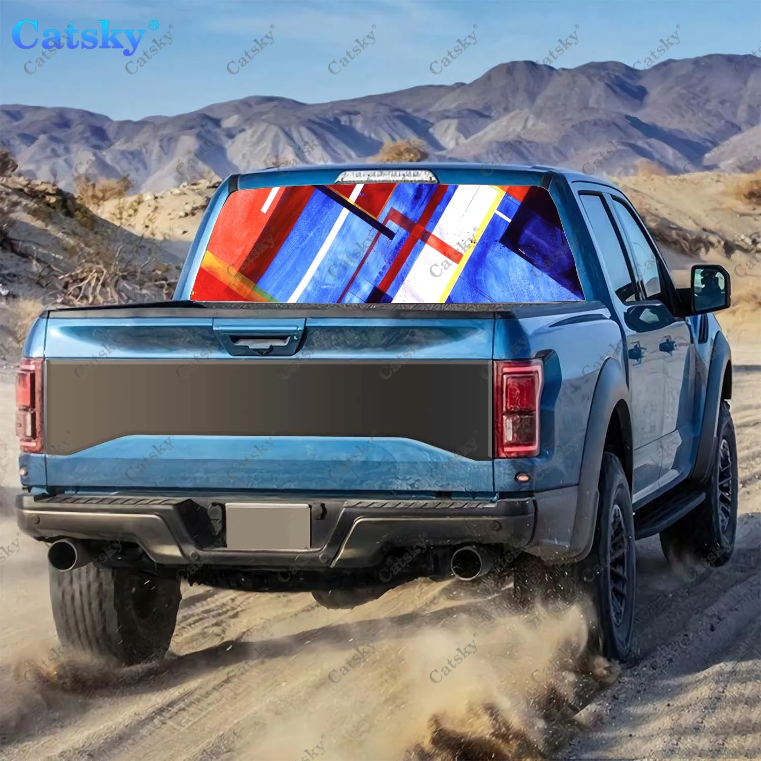 Abstraction Color Form Rear Window Decals for Truck,Pickup Window Decal,Rear Window Tint Graphic Perforated Vinyl Truck Sticker