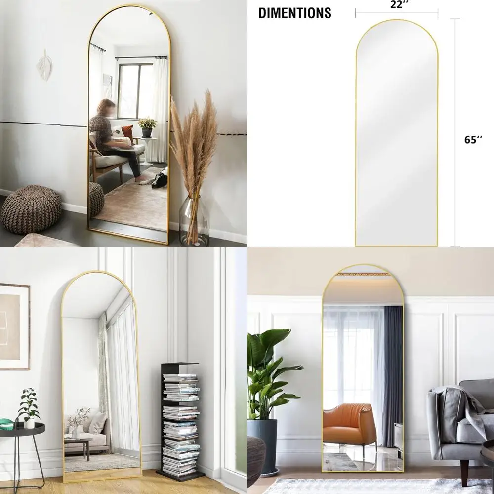 Miroir de sol avec cadre en alliage d'aluminium, suspension sur pied ou penchée sur le mur, miroir de corps pour sol et mur en B