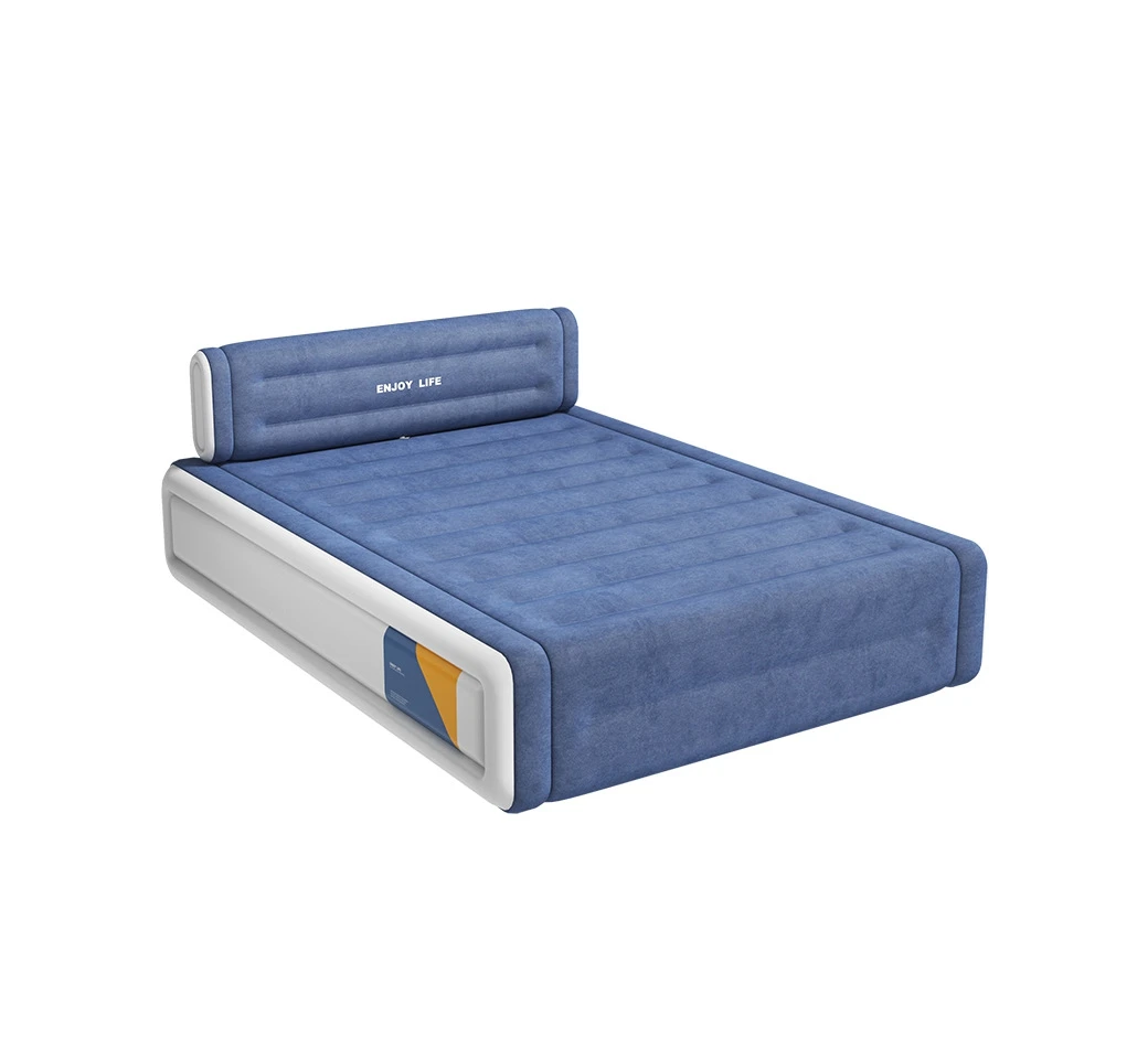 

Flocked Automatic Inflatable Air Mattress Air Bed with Movable Backrest with Built-in Battery