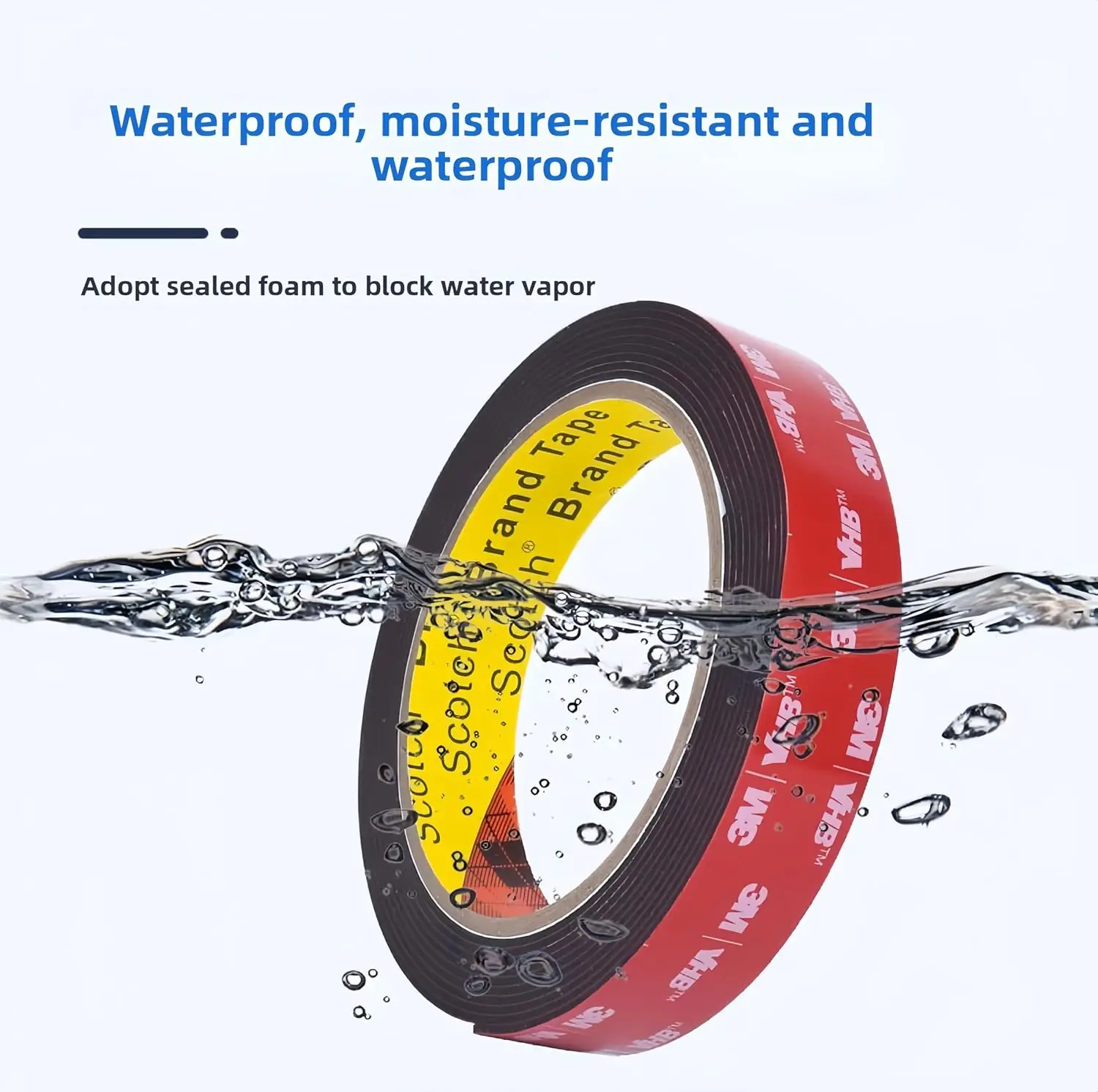 Doppelseitiges Klebeband, robustes, wasserdichtes Montageschaumband, 33 Fuß Länge, 0,4 Zoll Breite, starkes Klebeband für LED-Streifenlichter – Detail 4