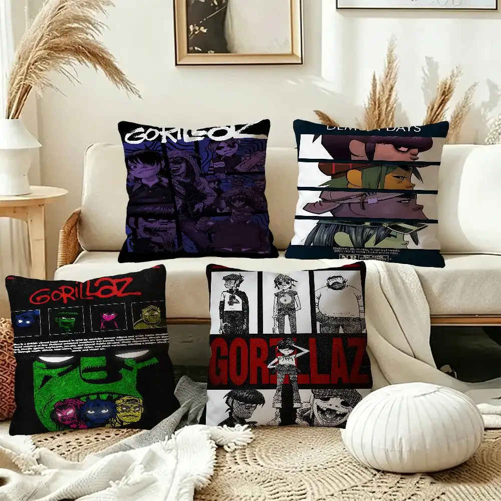 Band G-Gorillaz Music Pillow Covers Cartoon Sofa Decorative Home Double-sided Printing Short Plush Cute Cushion Cover