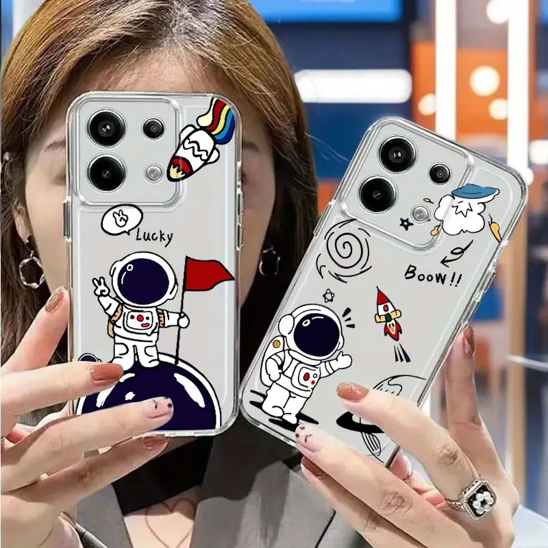 

Cartoon Rocket Planet Phone Case For Redmi Note 15 14 13 12 12R 11E Pro Plus Turbo 4G 5G Space Shell