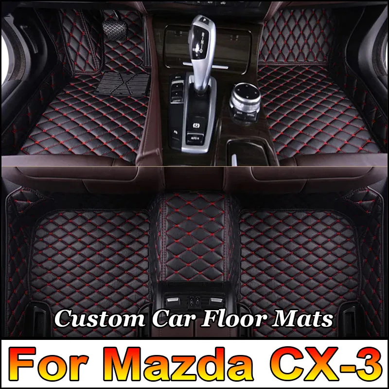 Car Floor Mats For Mazda CX-3 CX3 DK 2016~2022 Leather Luxury Mat Protective Rug Carpet Set Auto Interior Parts Car Accessories