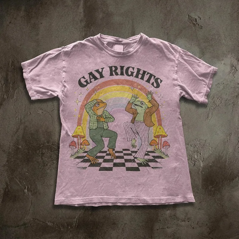 Gay Rights Frog T-Shirt, Retro Psychedelic Dancing Frogs Tee, Vintage Rainbow Pride Shirt, Groovy LGBTQ Graphic Shirt