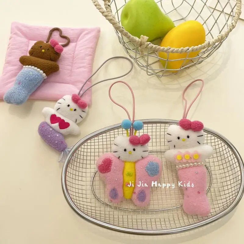 Dessin animé mignon Kawaii douce beauté avec queue de poisson Hello Kitty peluche poupée porte-clés sac pendentif jouet cadeau