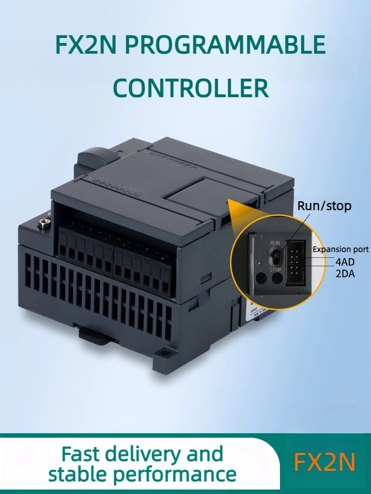 Imagem -02 - Placa Industrial do Controlador do Plc Fx2n 16 26 30 40mr t com Analógico 4ad2da Apoia a Programação de Software do Works2 Modbus Rtu Tcp