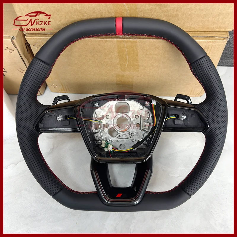

Suitable for Audi A6 A7 C8 RS6 RS7 leather perforated heated flat bottomed sports steering wheel