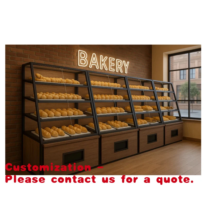 

Customize.3 Tier Heavy Duty Double-Sided Freestanding Bakery Display Cabinet with Bread Racks