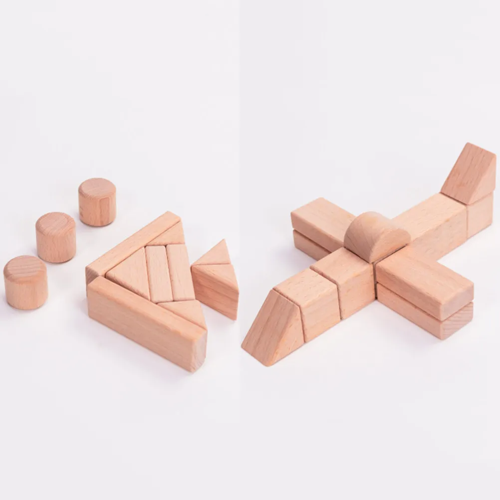

20Pcs Wooden Geometric Blocks Creative Educational Set for Kids Early Learning Home Kindergarten Picnic Combination