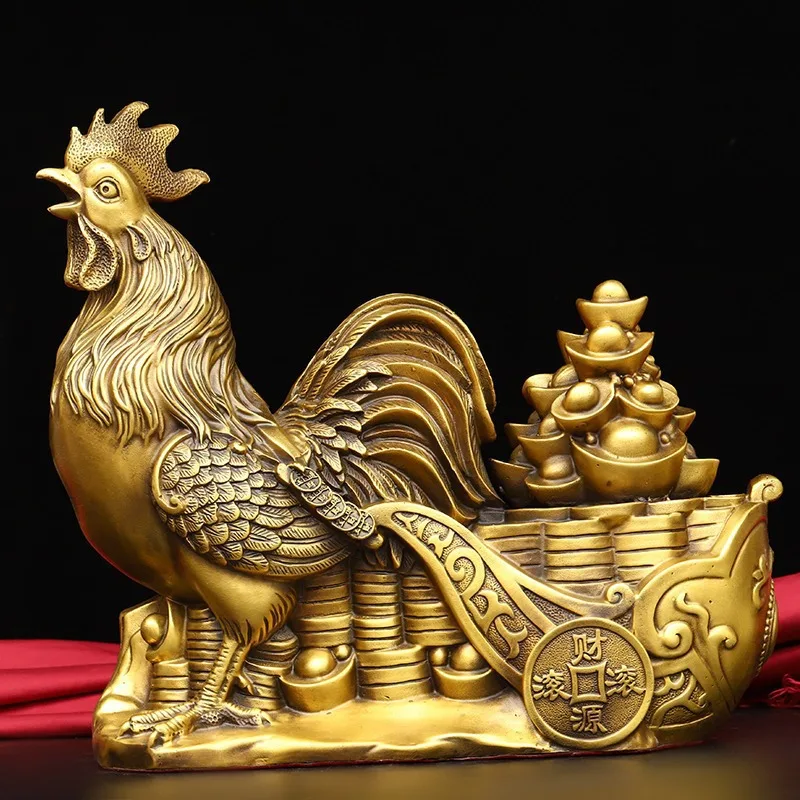 

Guyunzhai Brass Chicken Cock Wholesale Brass Rooster Pull Ingot Home Office Gift Decoration