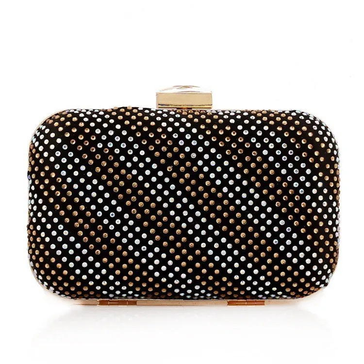 Luxury Golden Women's Wedding Evening Bags Fashion Blingbling Crystal Box Handbags Elegant Patterned Party Purse Round Clutch