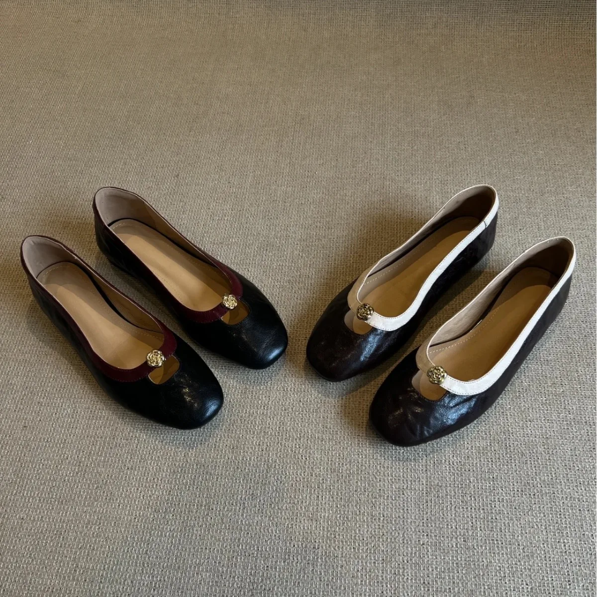 

Gorasion Flat Shoes Women Round Toe Single Shoes French Retro Shallow Round Toe Mary Jane Flats Female Sheepskin Ballet Shoes