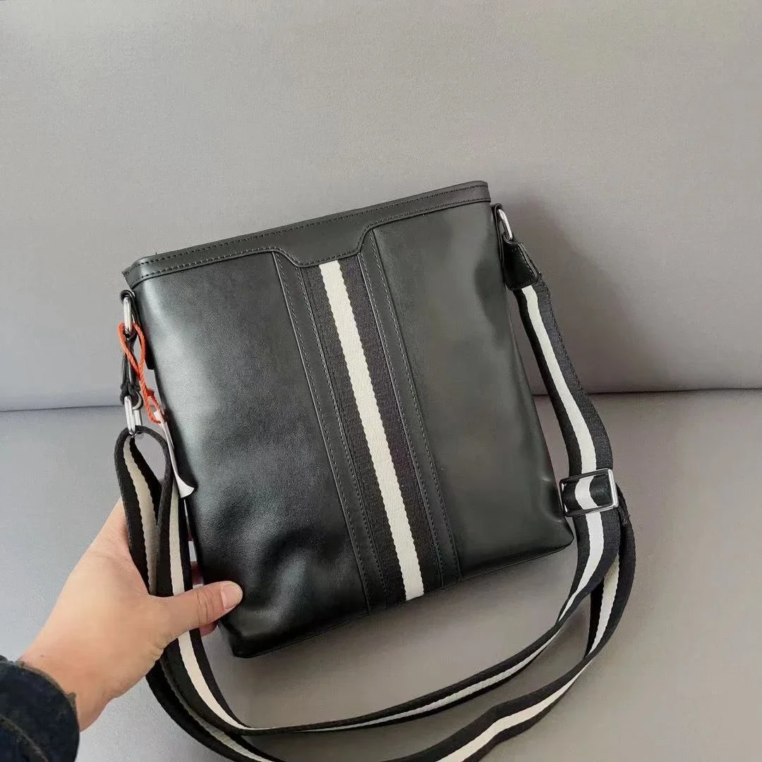 Bolsa de Ombro de Couro Genuíno para Homens, Casual Crossbody Bags, Bolsa de Peito de Alta Qualidade, Marca de Moda, Nova