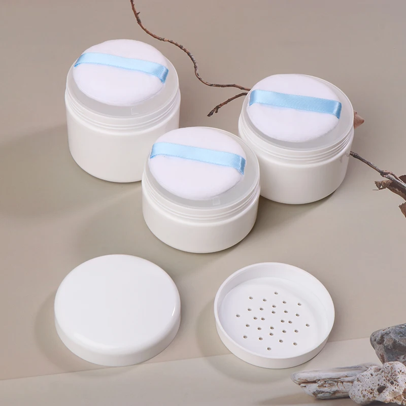 Envase Vacío para Polvo Suelto de 200/250/300g con Borla y Tapa con Dosificador, Dispensador de Polvo Fijador de Gran Capacidad