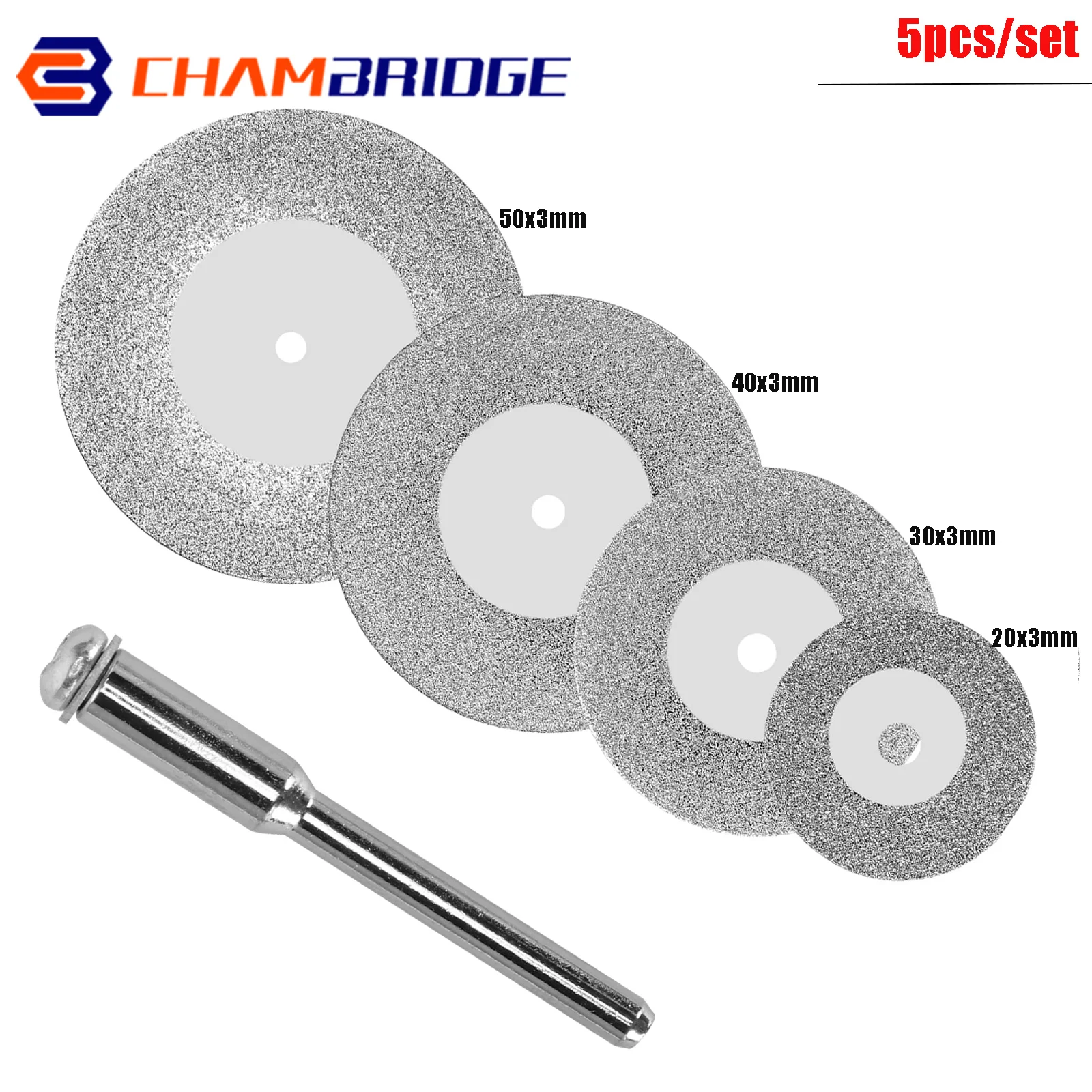 

20/30/40/50mm Diamond Cutting Disc Mini Saw Blade 3mm Mandrel Dremel Rotary Tool Set For Jewelry Stone Wood Pvd Cutting 5pcs