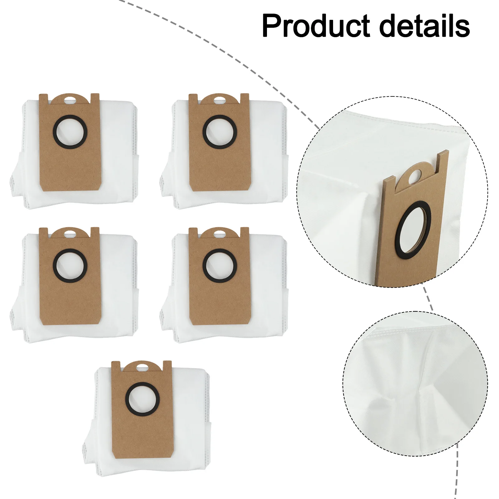 Kogan Vacuum Dust Bags Pet Hair Removal Indoor Cleaning Non-woven Fabrics Large Capacity 5 Pack Easy Installation