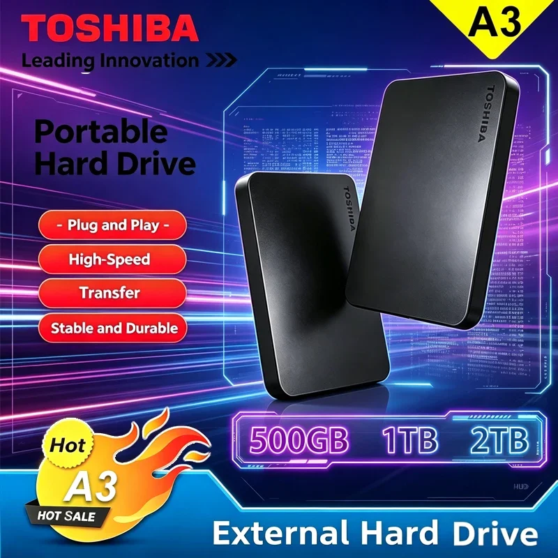 Toshiba A3 Canvio Basics USB 3.0 500GB 1TB 2TB Portable External Hard Drive Black for Laptop Desktop Mac V30 Pro Max