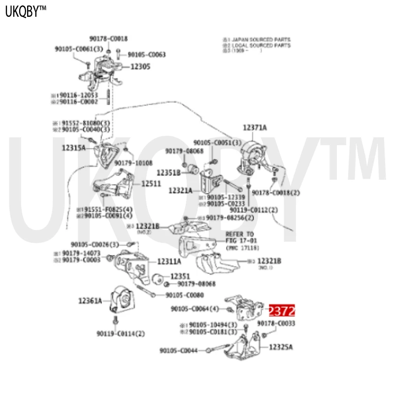 Left engine suspension vibration isolation pad (for transverse engine) 123720T010