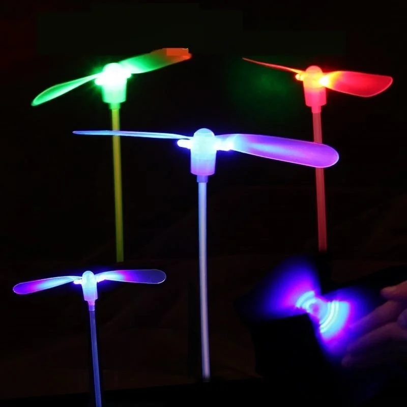 Children Kids Colorful Luminous Plastic Bamboo Dragonfly Flash Flying Fairy LED Toys Gifts