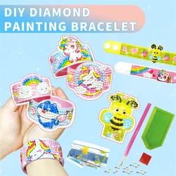 2pcs/set Handmade Diamond Painting Bracelet Cartoon Dinosaur Unicorn Mermaid Kids Girls DIY Bracelet Diamond Embroidery Kits