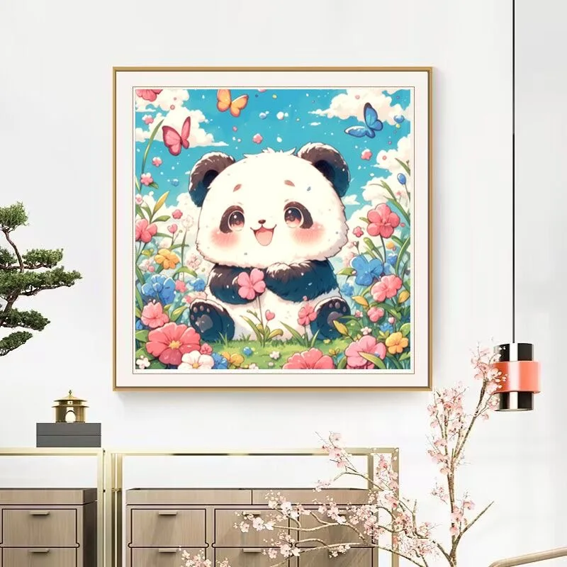 11CT Cute Panda Needlework,Printed Cross stitch,Sets For Embroidery kit Full Cross-Stitching 50X50cm