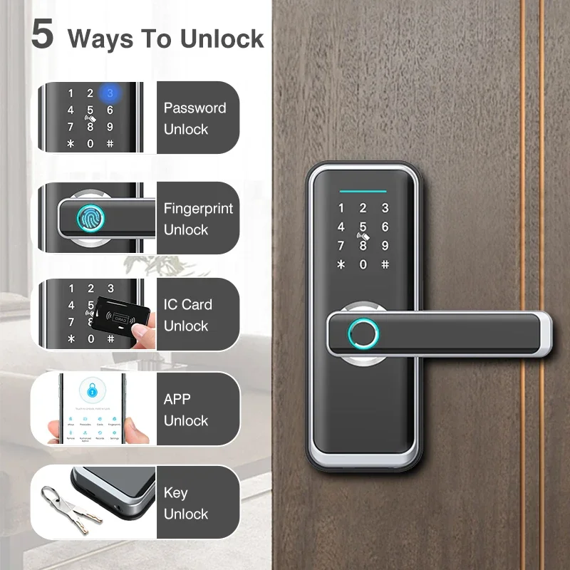 Eseye New Design Biometric Intelligent Fingerprint Electronic Security Digital Smart Door Lock With Tuya Tt Lock Smart Lock