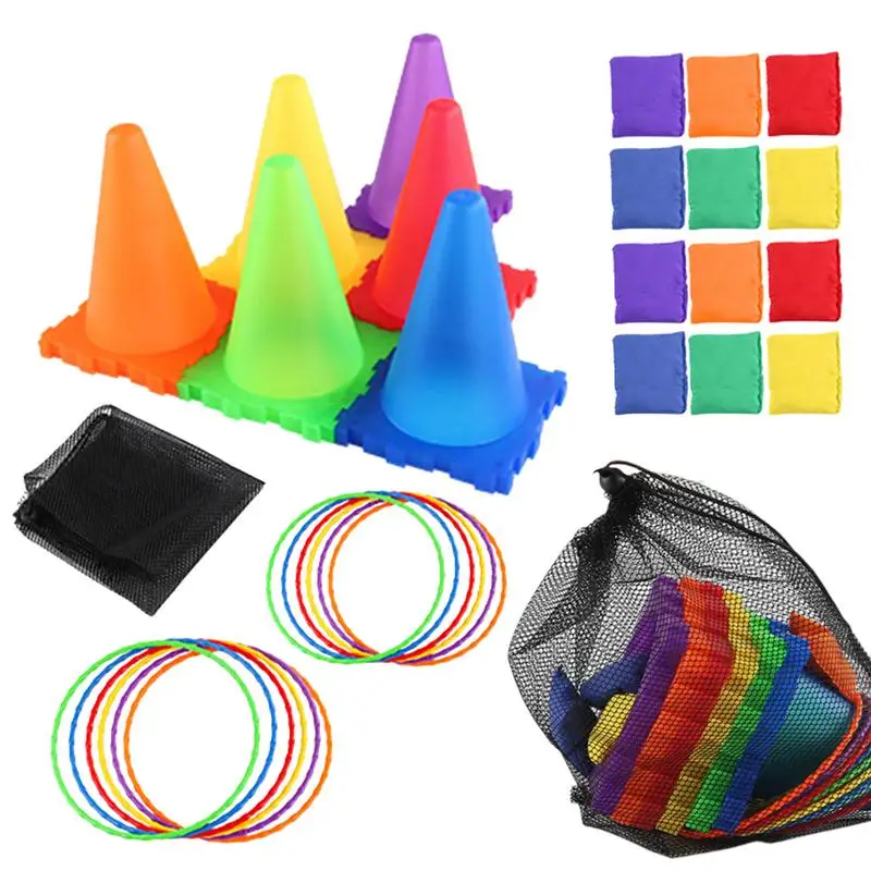 

Carnival Games For Kids Party Carnival Games Set Throwing Rings Bean Bags LED Cones Fun Carnival Party Games For Kids Children