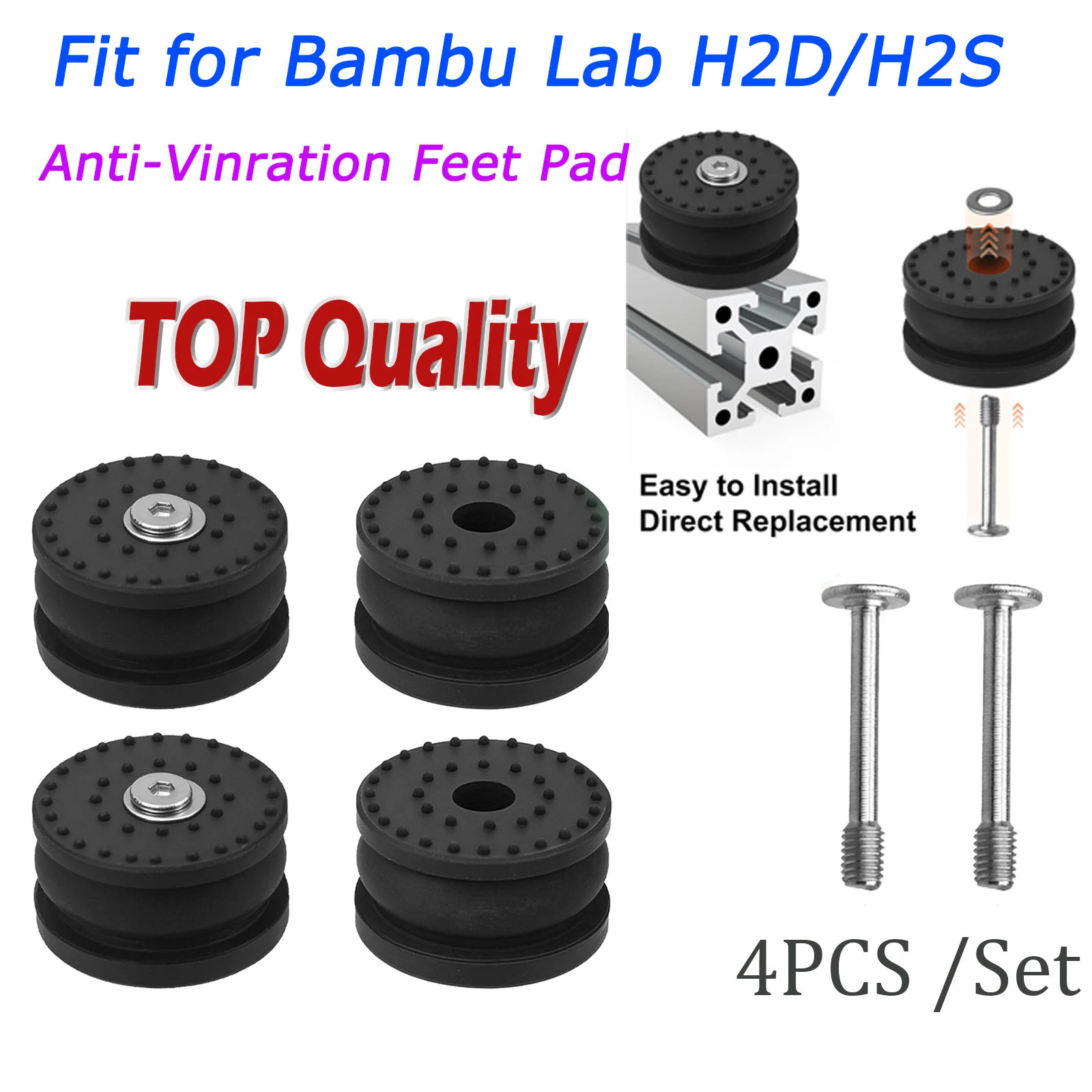 H2D H2S Anti Vibration Feet Pad Replacement Parts Anti-Shock Anti-Slip Dust-Proof Rubber Foot Pad For bambulab H2S Bamboo
