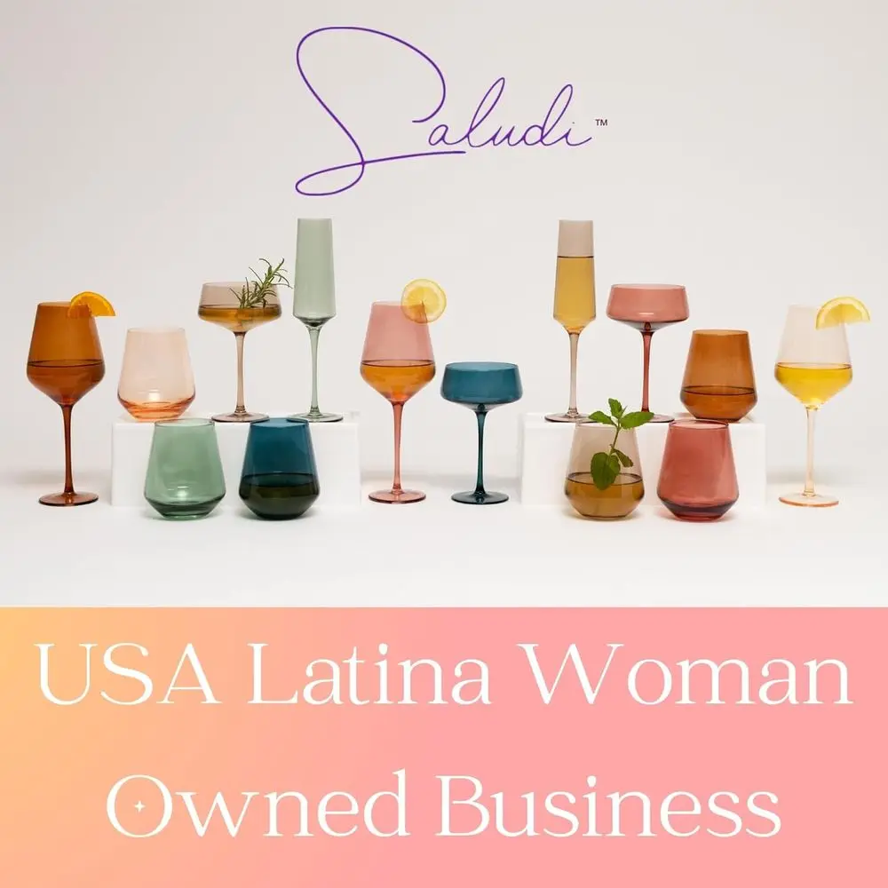 Luxury Hand-Blown 6.5oz Stemmed Glasses, Set of 6, Light Peach - Perfect for All Occasions and Gifts