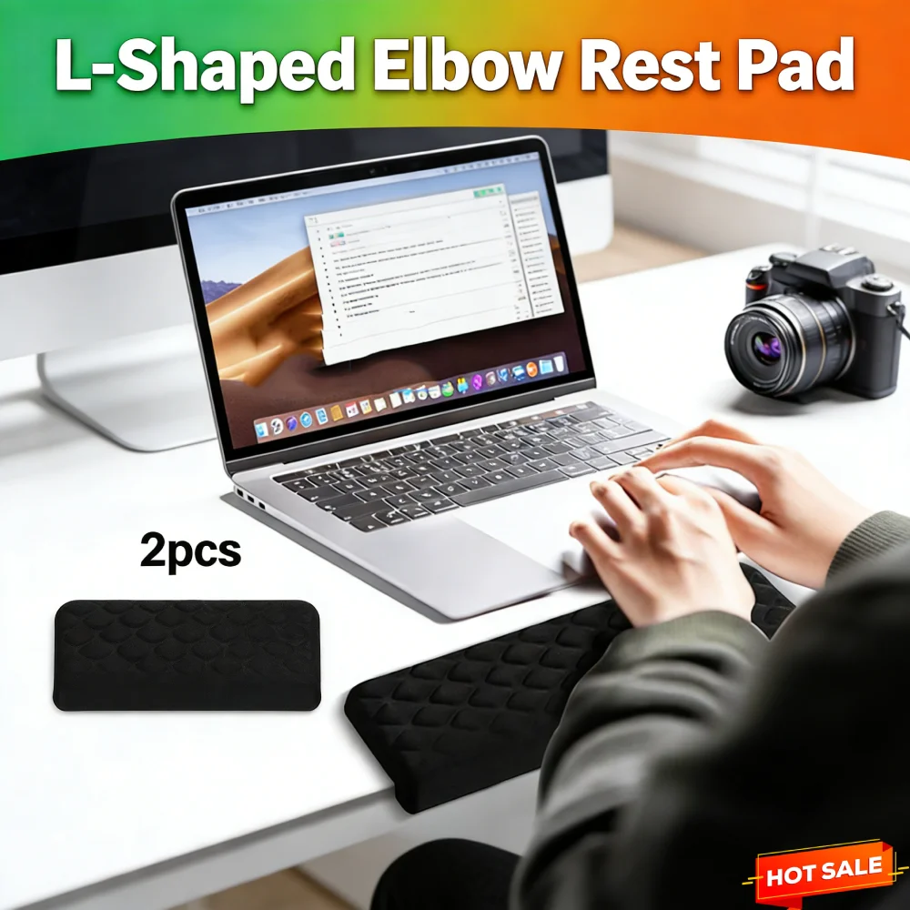 2 Pcs L-Shaped Memory Foam Elbow Pillow Ergonomic Desk Edge Cushion Desk Elbow Pad for Gaming Office Computer PC Painting Gaming