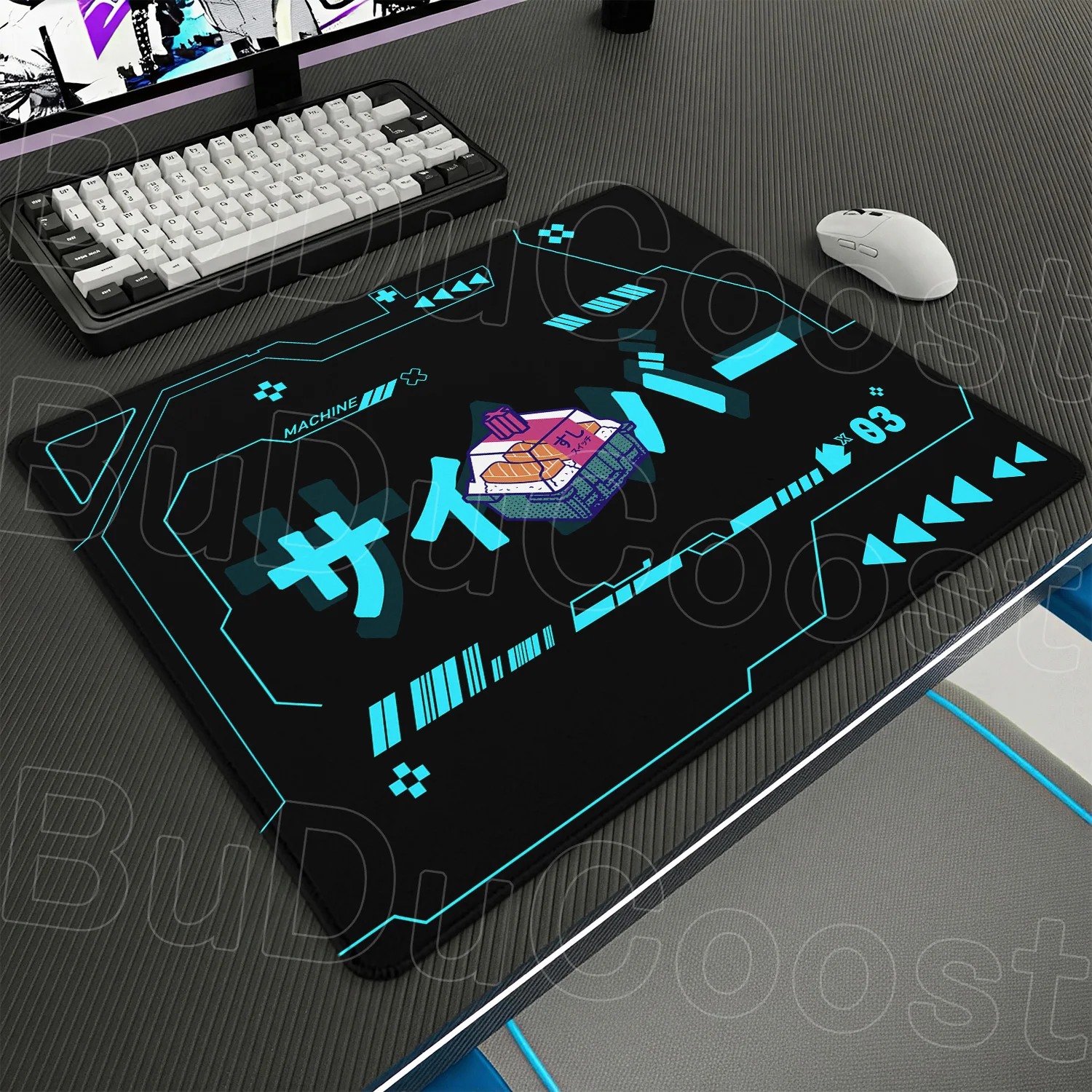 Minimalism Japan Sushi Anime Mousepad 250X290mm Square Gamer Keyboard Rug Cyberpunk Style Small Rubber Anti-slip Office Desk Mat