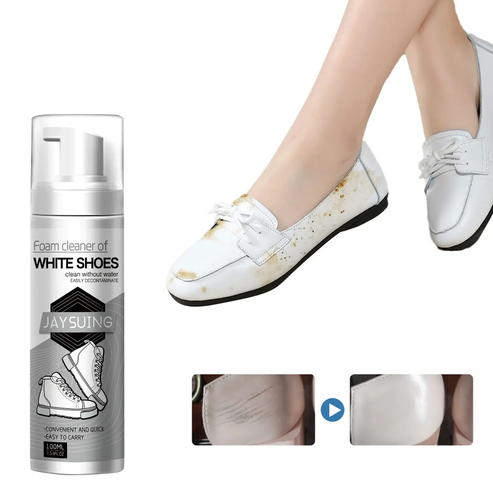 

White Shoes Cleaner Stain Remover Sneaker Casual Leather Shoe Refreshed Polish Cleaning Tool Decontamination Whiten Shoe Brush