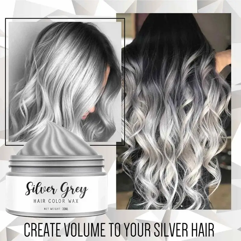 남녀공용 스모키 그레이 펑크 스타일, 라이트 실버 그레이, 할머니 그레이 헤어 염색, 왁스 헤어 크림, 30 ml, 100ml, 신제품 