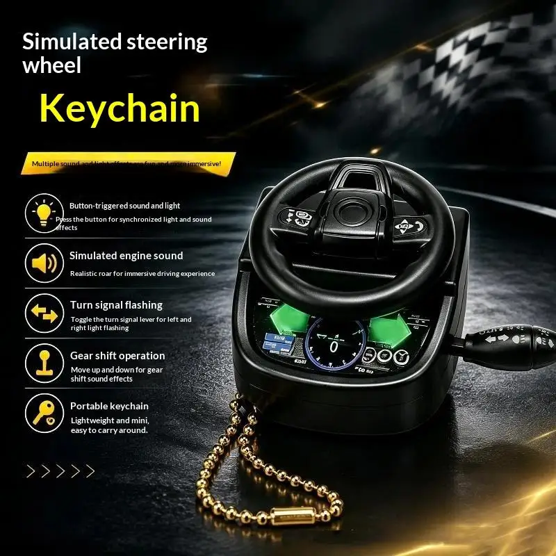 Mini Simulation Steering Wheel Keychain Creative Car Driving Simulation Toy Soft Edge Safe Toy for Children Birthday Party Gifts