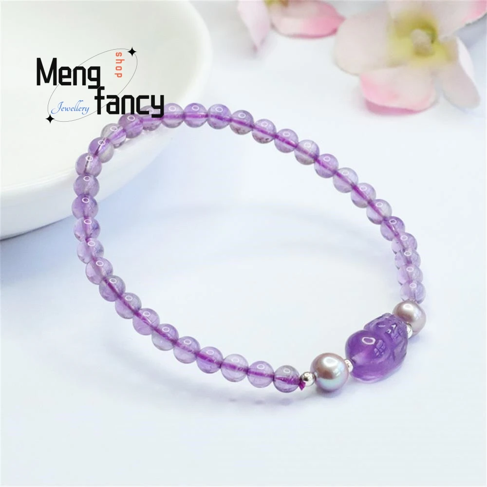 Natural Amethyst Pixiu Exquisite Bracelet Colourful Treasure Hand Exquisite Fashion Fine Jewellery Sexy Young Girls Holiday Gift