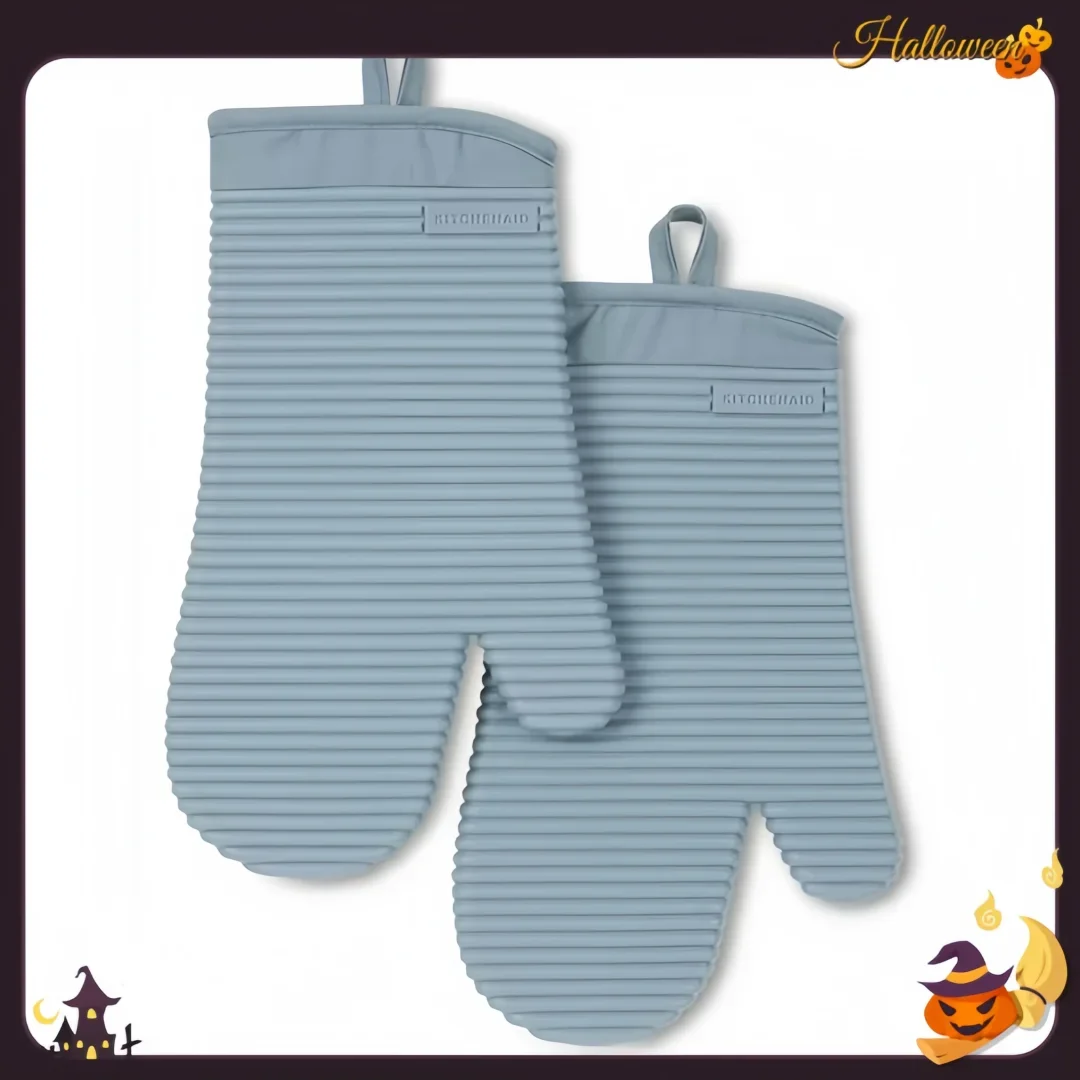 

Набор из 2-х силиконовых прихватков для духовки — туманно-синий, ребристый дизайн для надежного захвата, идеально подходит для любителей выпечки и занятий домашними кутами