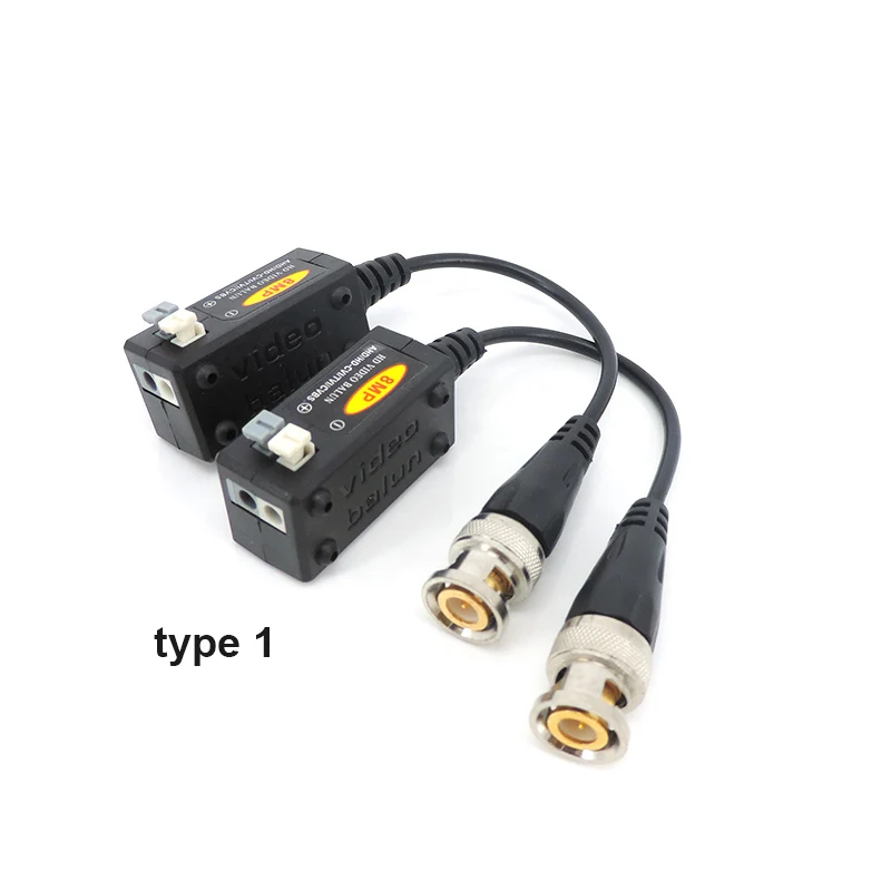 Adaptador de cabo BNC macho para câmera CCTV, Balun Connector, Balun para UTP Transceiver, 3000FT Distância, 4K, 8MP