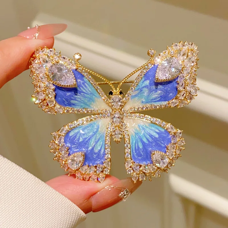 Luxury Colorful Zirconium Butterfly Broochpins Elegant Shell Animal Broche for Women's Clothing Corsage Jewelry Accessories