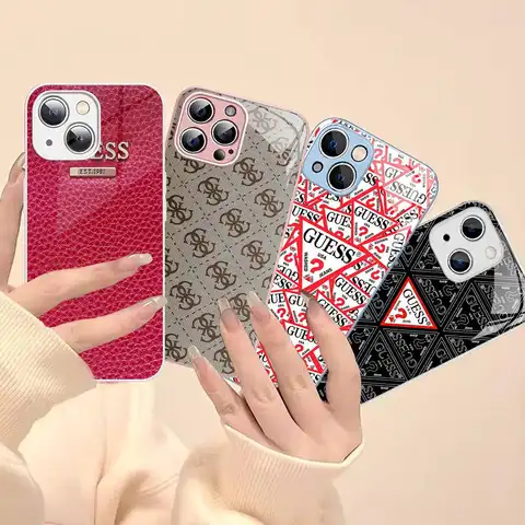 Fashion Brand G-Guess Tempered Glass For Iphone 14 13 12 11 Pro Mini XS MAX 14Plus X XS XR Cover