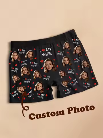Custom Photo Mens Boxer Briefs Personalized Face Underwear Funny Gift for Boyfriend Husband Anniversary Birthday Valentine Day