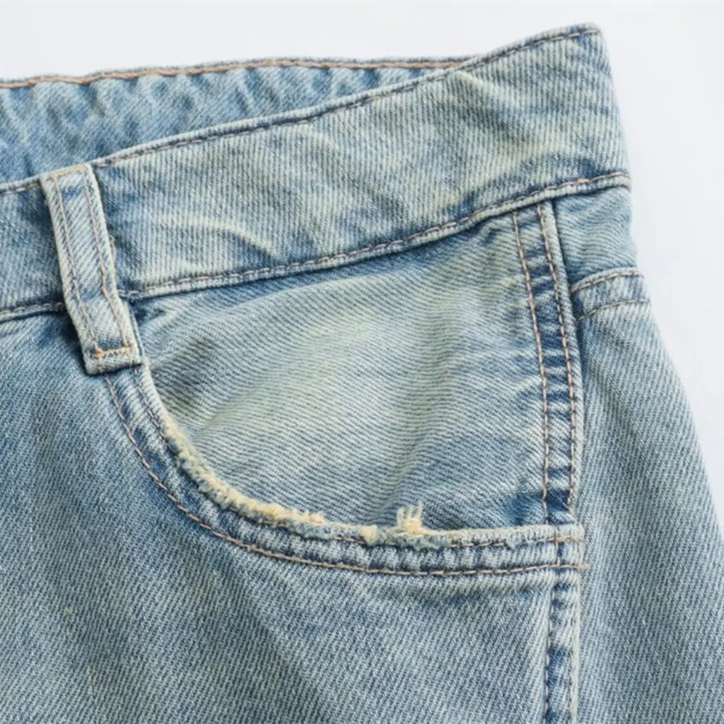 

YPFF Women's European American Style Trendy Streetwear Overalls Loose Slimming Mid-Waist Denim Trousers for Autumn