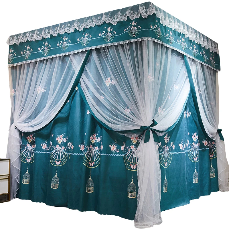 

Double-layer mosquito net bed curtain integrated household with bracket 1.8m mosquito net 1.5m 2 princess wind shadingantle