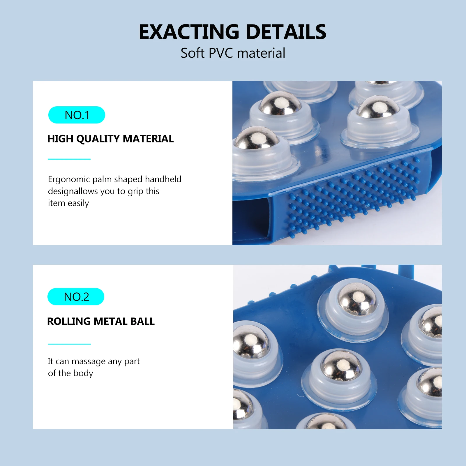 قفاز تدليك على شكل راحة اليد 7 كرات دوارة فولاذية يده مدلك الجسم تخفيف وجع العضلات السيلوليت تقشير الظهر فرشاة