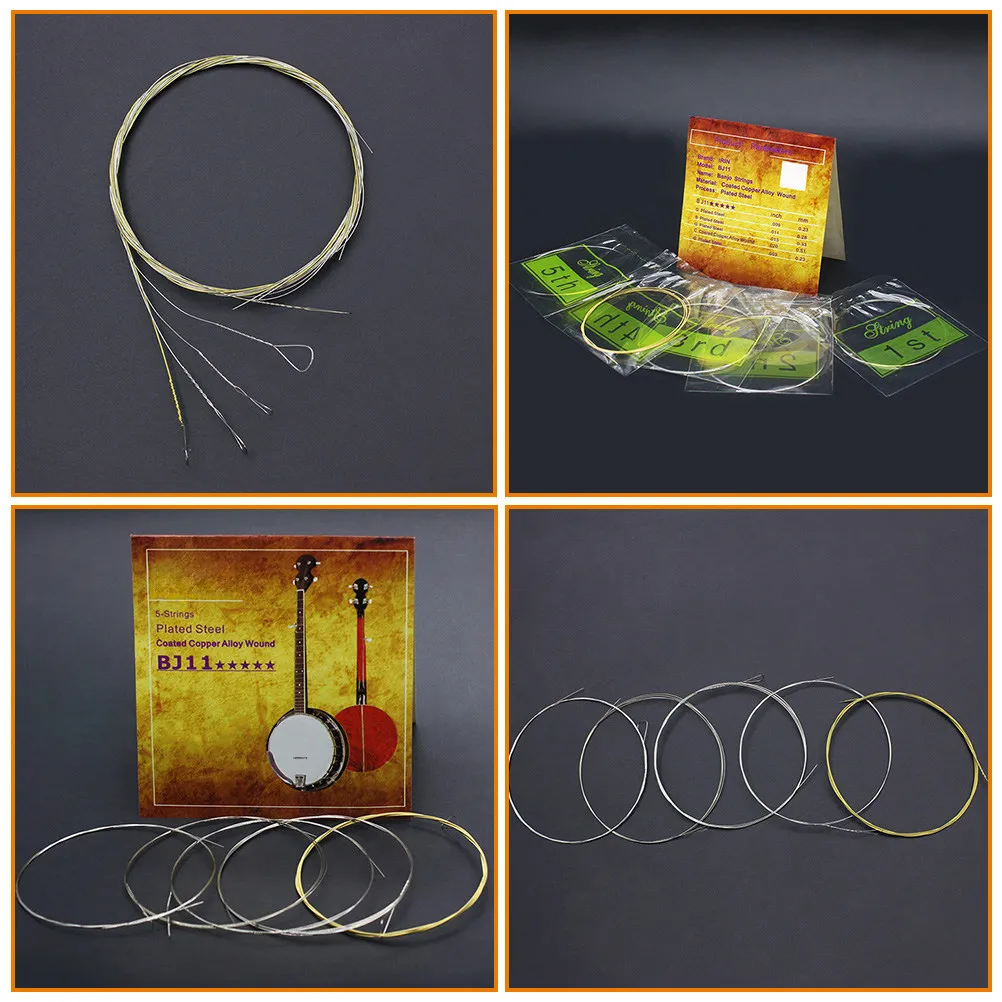 5Pcs Coated Banjo Strings Optical Copper Alloy Tension Resistant Long-Life Banjo Replacement Strings Set String Instrument Parts