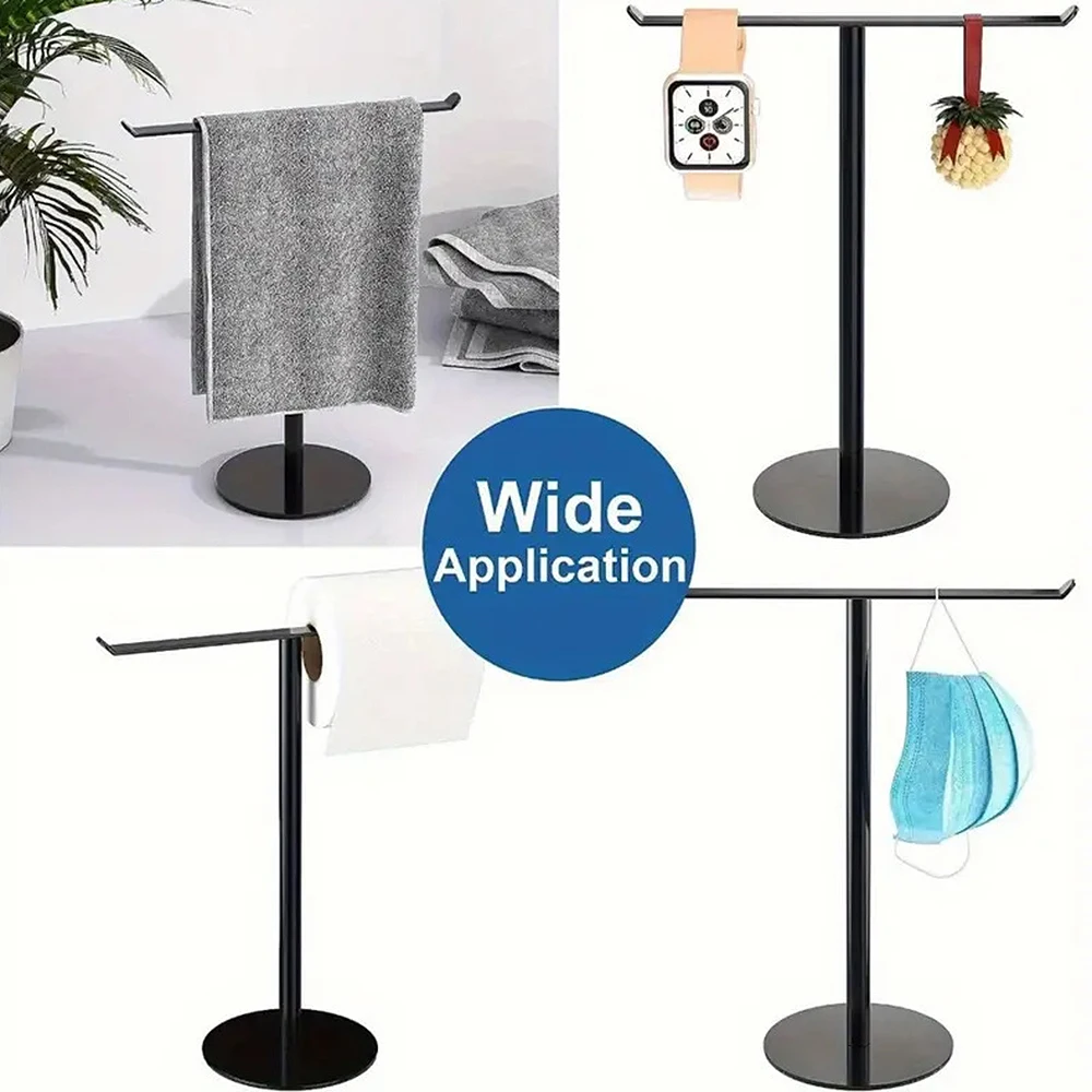 حامل منشفة اليد  شكل حرف T  قائم بذاته  رف شريط المناشف  يقف  ماتي الأسود  غرور  كونترتوب  منظم تخزين المناشف  ل  مطبخ