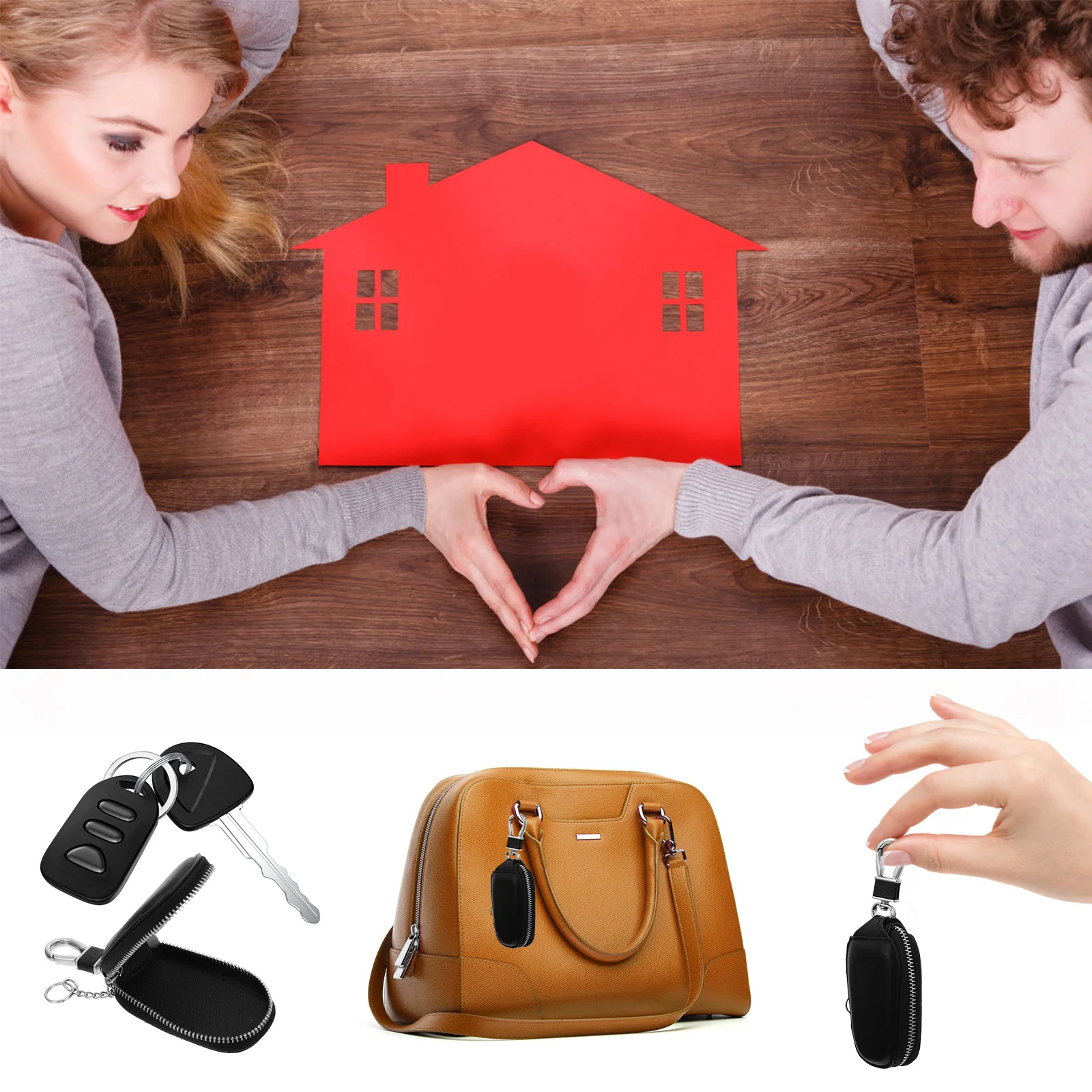 

1Pcs Car Key Case High-Quality Zinc Alloy Artificial Zipper Pouch Key Storage Bag Organizer Scratch Protection