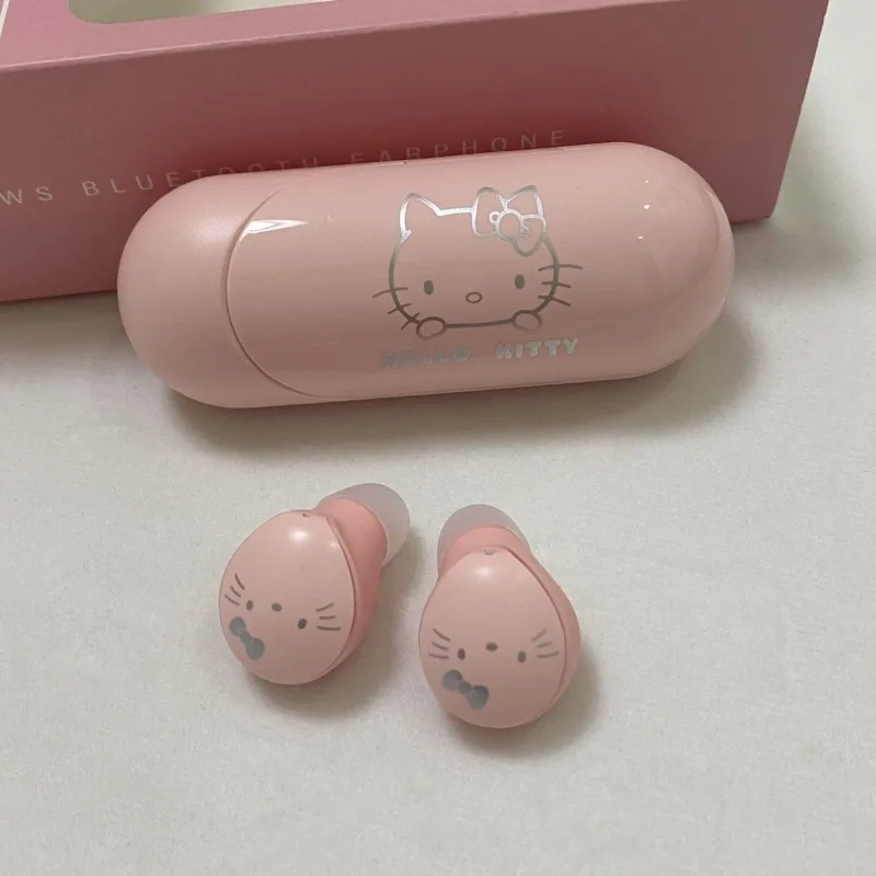 Sanrio Hello Kitty Bluetooth Earphones Wireless Earplug Style High Beauty Cool Digital Dual Ear New Edition